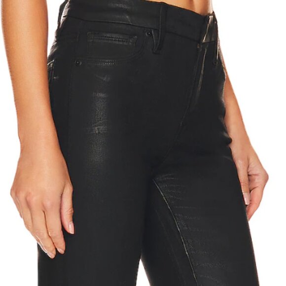 Good American Good Straight Coated Black Jeans Size 12 (Waist 31) (leather look) - Picture 2 of 14